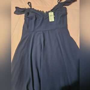 Navy Lace-Trimmed Dress